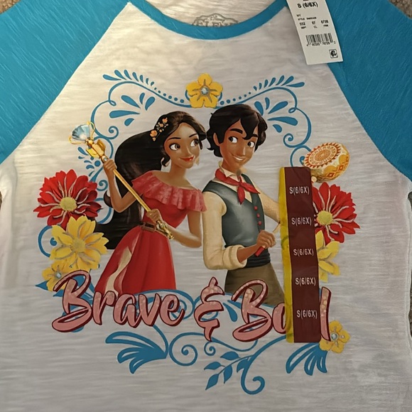 Disney Elena Avalor, Girls size S(6/6x), 3/4 sleeve top, NWT 2017 “Brave & Bold” - Picture 3 of 13